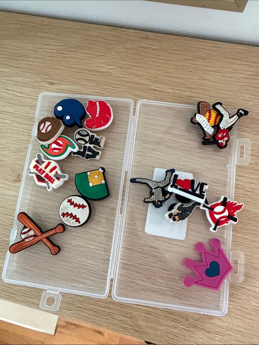 Kids Shoe Charms crocs Pack with Pink Crown and Multi-Color Sports Icons